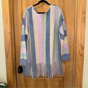 Striped Multicolor Fringe Sweater